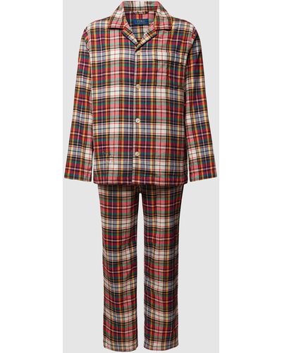 Polo Ralph Lauren Pyjama Met Tartanruit - Wit
