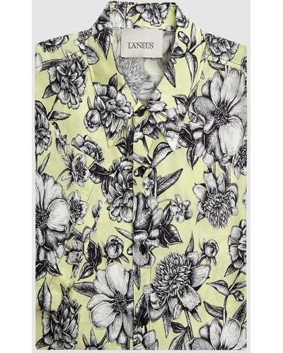 Laneus Comfort Fit Freizeithemd aus Viskose mit kurzem Arm - Gelb