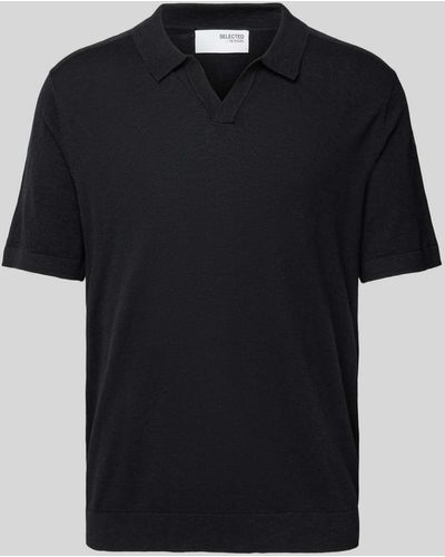 SELECTED Regular Fit Poloshirt Met V-hals - Zwart