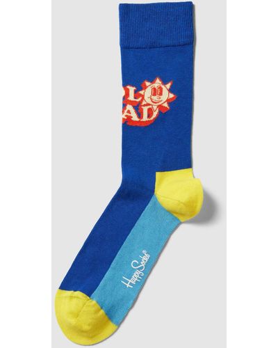 Happy Socks Sokken Met Statementprint - Blauw