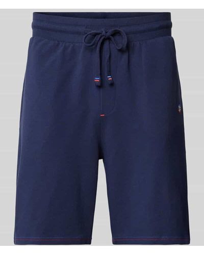 Hom Shorts mit elastischem Bund und Tunnelzug - Blau