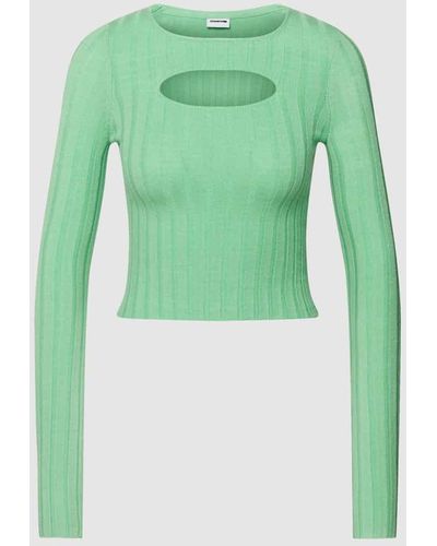 Noisy May Cropped Strickpullover mit Cut Out Modell 'FREY' - Grün