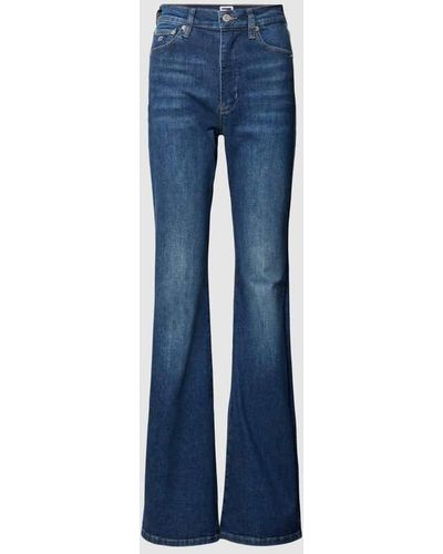 Tommy Hilfiger Bootcut Jeans mit Logo-Stitching Modell 'SYLVIA' - Blau