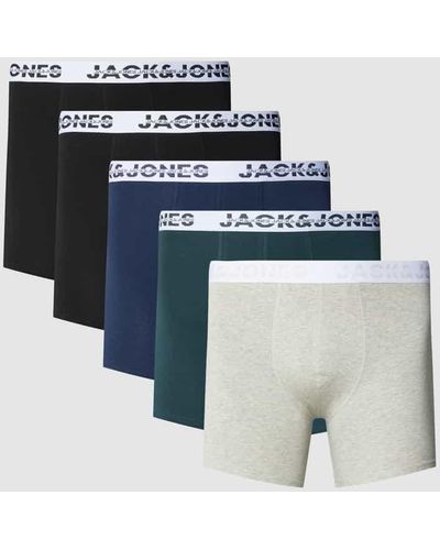 Jack & Jones PLUS SIZE Trunks mit elastischem Label-Bund im 5er-Pack - Blau