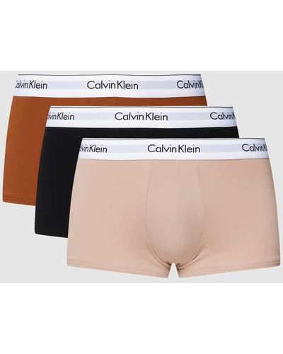 Calvin Klein Trunks mit elastischem Logo-Bund im 3er-Pack - Braun