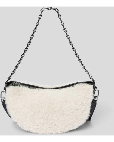 IRO Crossbody Bag mit Kunstfellbesatz - Weiß