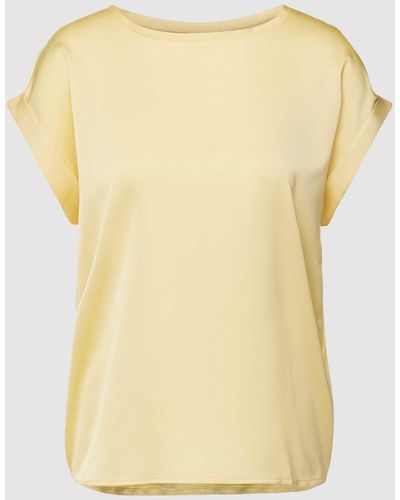 Vila T-Shirt mit fixierten Ärmelumschlägen Modell 'ELLETTE' - Gelb