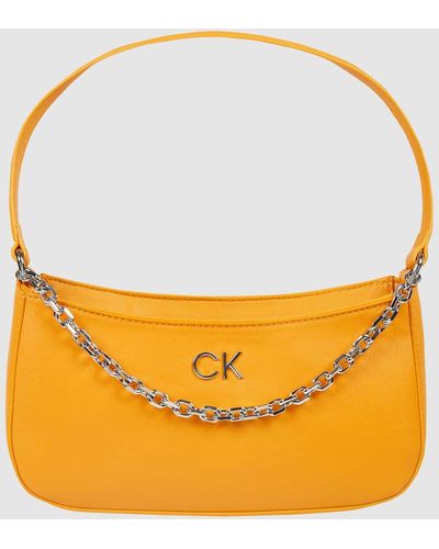 Calvin Klein Pochet In Leerlook - Oranje