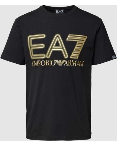 EA7 T-shirt Met Labelprint - Zwart