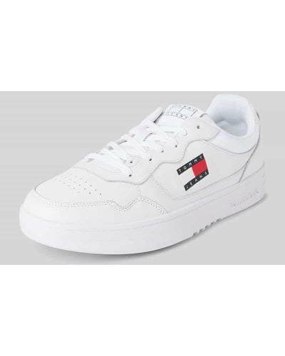 Tommy Hilfiger Ledersneaker mit Label-Details Modell 'CUPSOLE LEATHER' - Weiß