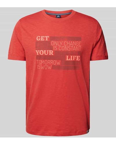 Lerros T-Shirt mit Statement-Print - Rot