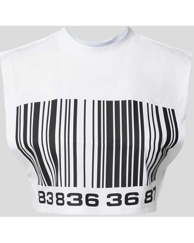 VTMNTS Cropped T-Shirt mit Label-Print - Weiß