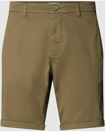 Knowledge Cotton Regular Fit Chino-Shorts mit Gesäßtaschen - Grün