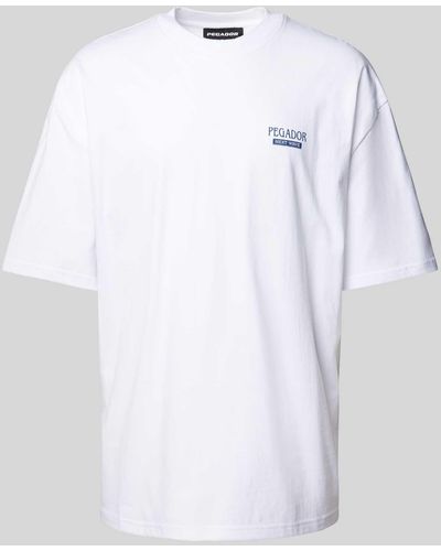 PEGADOR Oversized T-Shirt mit Label-Print Modell 'LANDON' - Weiß