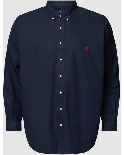 Ralph Lauren Plus Size Vrijetijdsoverhemd Met Button-downkraag - Blauw