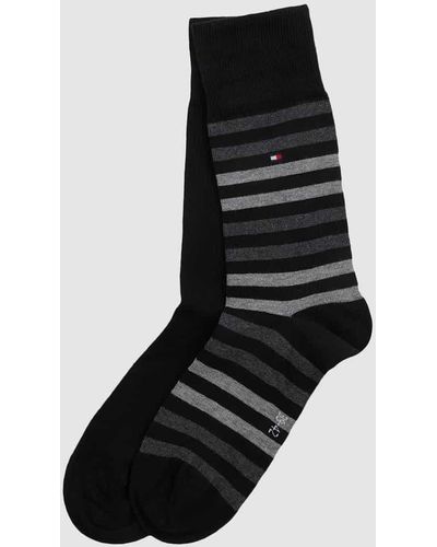 Tommy Hilfiger Socken mit Label-Detail im 2er-Pack Modell 'DUO STRIPE SOCK' - Schwarz