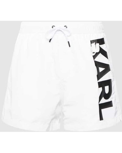 Karl Lagerfeld Badehose mit Logo-Print - Weiß