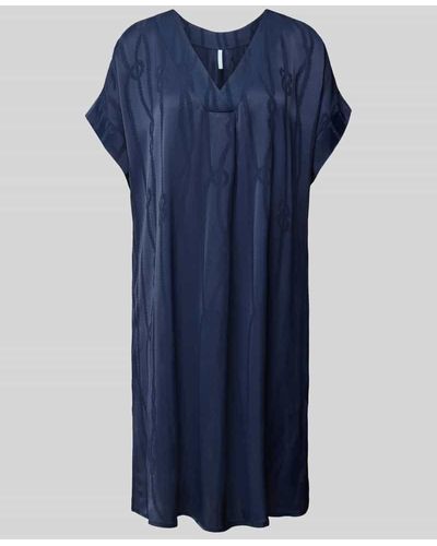 Marie Jo Knielanges Kleid mit V-Ausschnitt Modell 'SARANJI' - Blau
