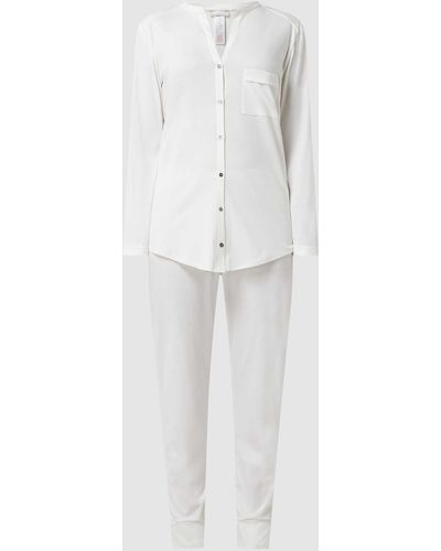 Hanro Pyjama Van Gemerceriseerd Katoen - Wit
