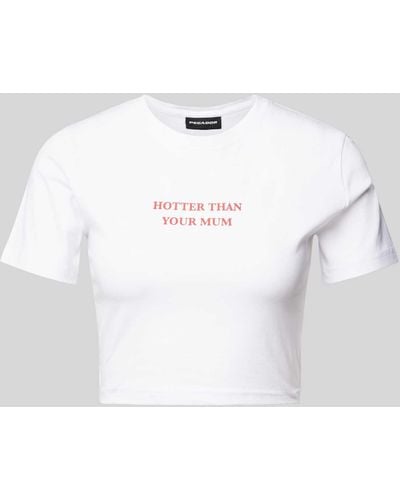 PEGADOR Cropped T-Shirt mit Statement-Print Modell 'REYNA' - Weiß