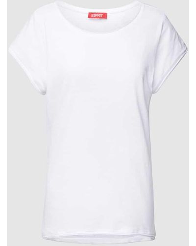 Esprit T-Shirt mit Rundhalsausschnitt und kurzen Ärmeln - Weiß