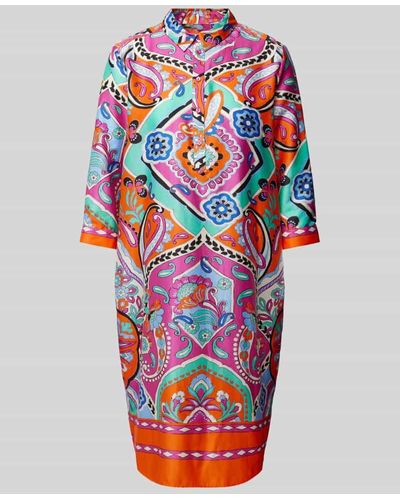 Milano Italy Knielanges Kleid mit Allover-Print - Rot