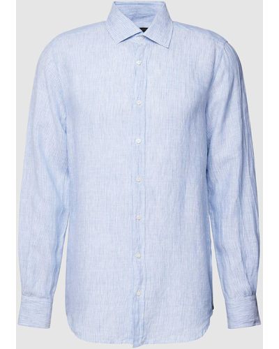 Windsor. Hemd aus Leinen mit Streifenmuster Modell 'Lapo' - Blau