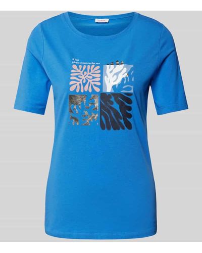 S.oliver T-Shirt mit Rundhalsausschnitt Modell 'Wechsel' - Blau