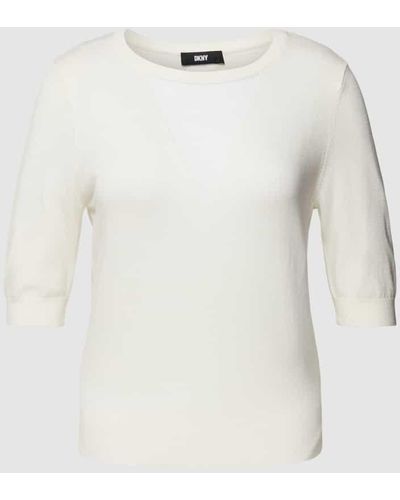 DKNY Strickshirt mit Mesh-Besatz - Weiß