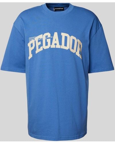 PEGADOR Oversized T-Shirt mit Label-Print Modell 'GILFORD' - Blau