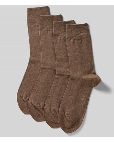 Camano Socken im unifarbenen Design im 4er-Pack - Braun