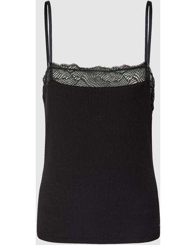 Calvin Klein Top In Fijnriblook, Model 'camisole' - Zwart