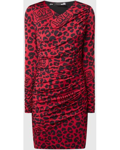 Love Moschino Kleid mit Leopardenmuster - Rot