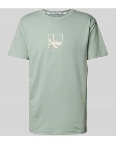 Calvin Klein T-Shirt mit Label-Print Modell 'GRID BOX' - Grün
