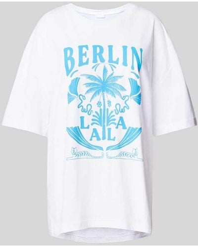 Lala Berlin Oversized T-Shirt mit Label-Print - Blau