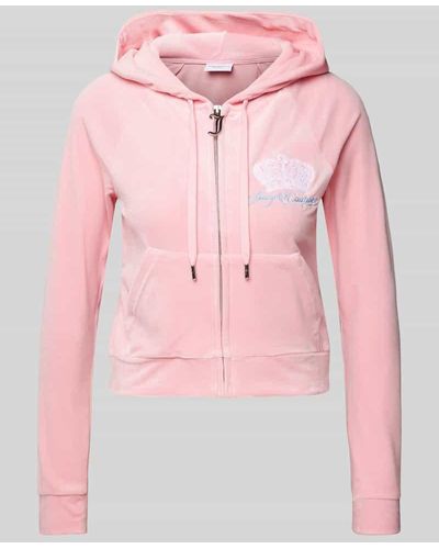 Juicy Couture Sweatjacke mit Eingrifftaschen und Label-Stitching - Pink