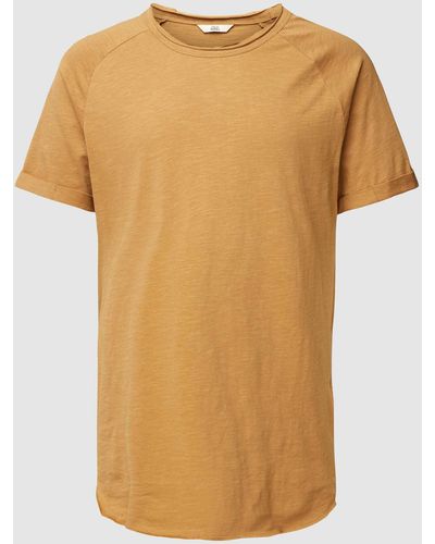 Redefined Rebel T-Shirt mit geripptem Rundhalsausschnitt Modell 'KAS' - Natur