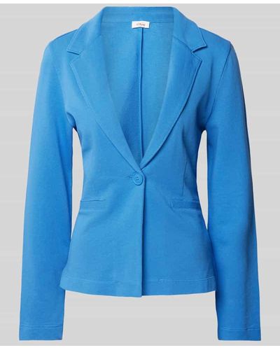 S.oliver Slim Fit Blazer in unifarbenem Design - Blau