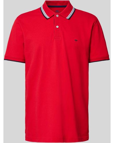 Fynch-Hatton Regular Fit Poloshirt Met Contraststrepen - Rood