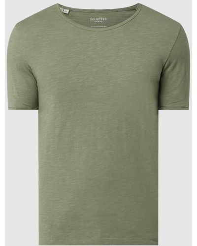 SELECTED T-Shirt mit Rundhalsausschnitt Modell 'Morgan' - Grün