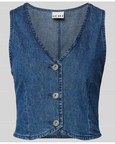 Ichi Jeansweste mit durchgehender Knopfleiste Modell 'DALLAS' - Blau
