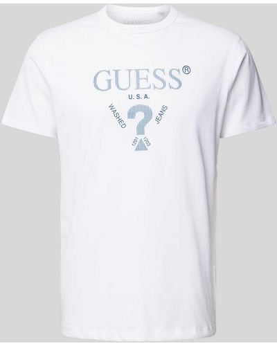 Guess T-Shirt mit Label-Print - Weiß