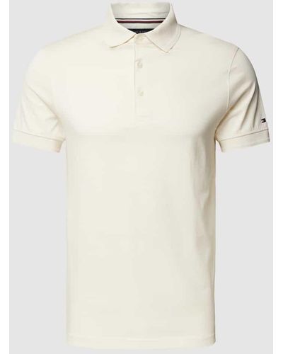 Tommy Hilfiger Regular Fit Poloshirt mit Logo-Stitching - Natur