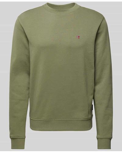 Napapijri Sweatshirt mit Logo-Stitching Modell 'BALIS' - Grün