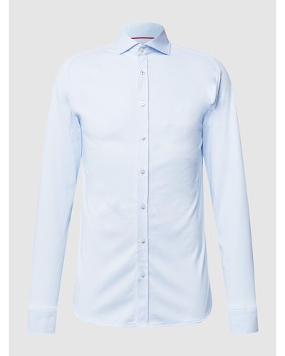 DESOTO Slim Fit Zakelijk Overhemd Van Jersey - Blauw