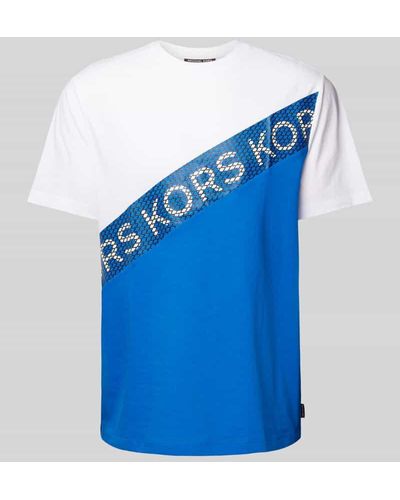 Michael Kors T-Shirt mit Label-Print Modell 'EMPIRE STRIPE' - Blau