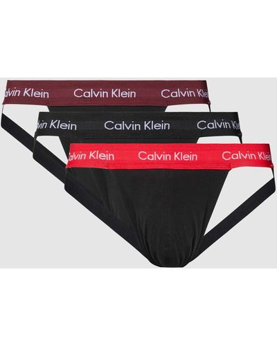 Calvin Klein String mit Label-Bund im 3er-Pack - Rot