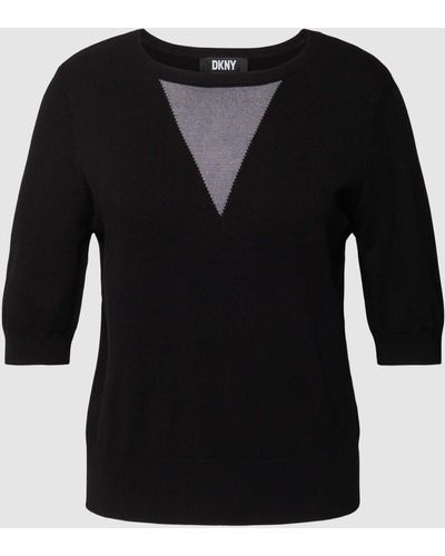 DKNY Gebreid Shirt Met Mesh - Zwart