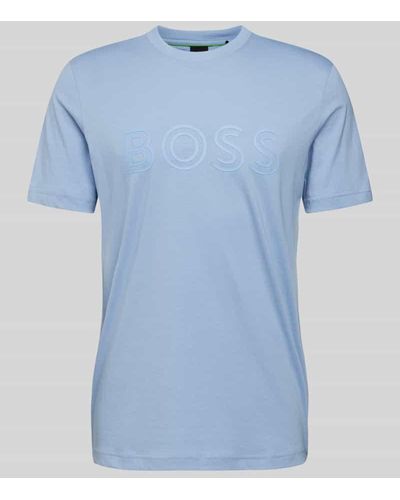 BOSS T-Shirt mit Label-Print - Blau