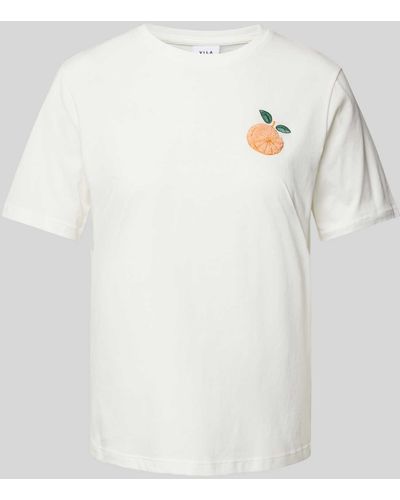 Vila T-Shirt mit Motiv-Stitching Modell 'SYBIL ARRI' - Weiß